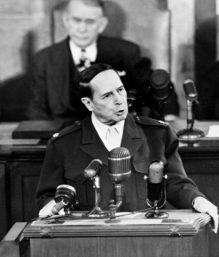 Gen. Douglas MacArthur addresses a joint session of Congress on April 19, 1951.