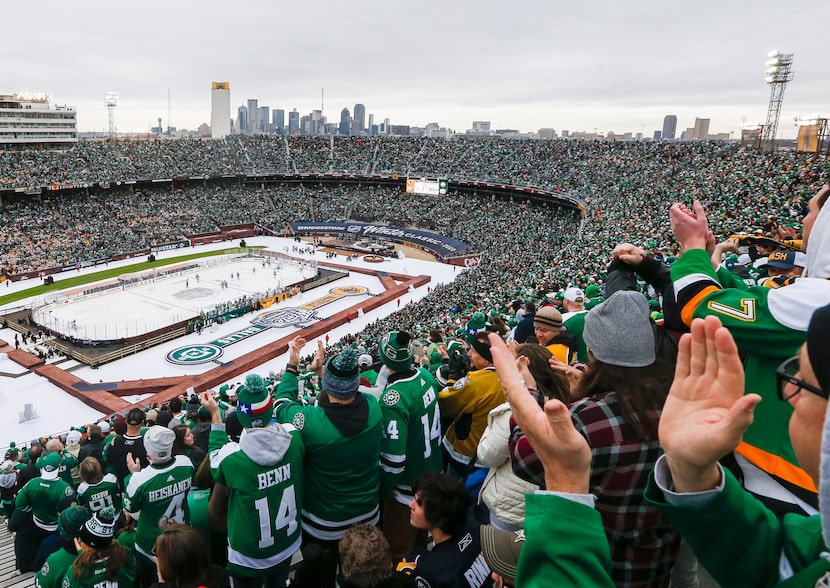 Fans fill Cotton Bowl Stadium during the first period of a NHL Winter Classic matchup...