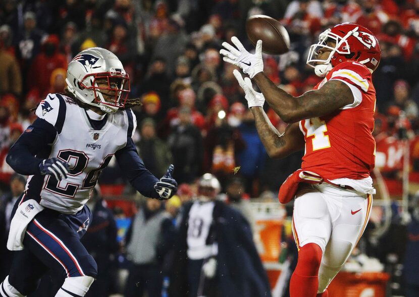 FILE - Kansas City Chiefs wide receiver Sammy Watkins (14) makes a reception against New...