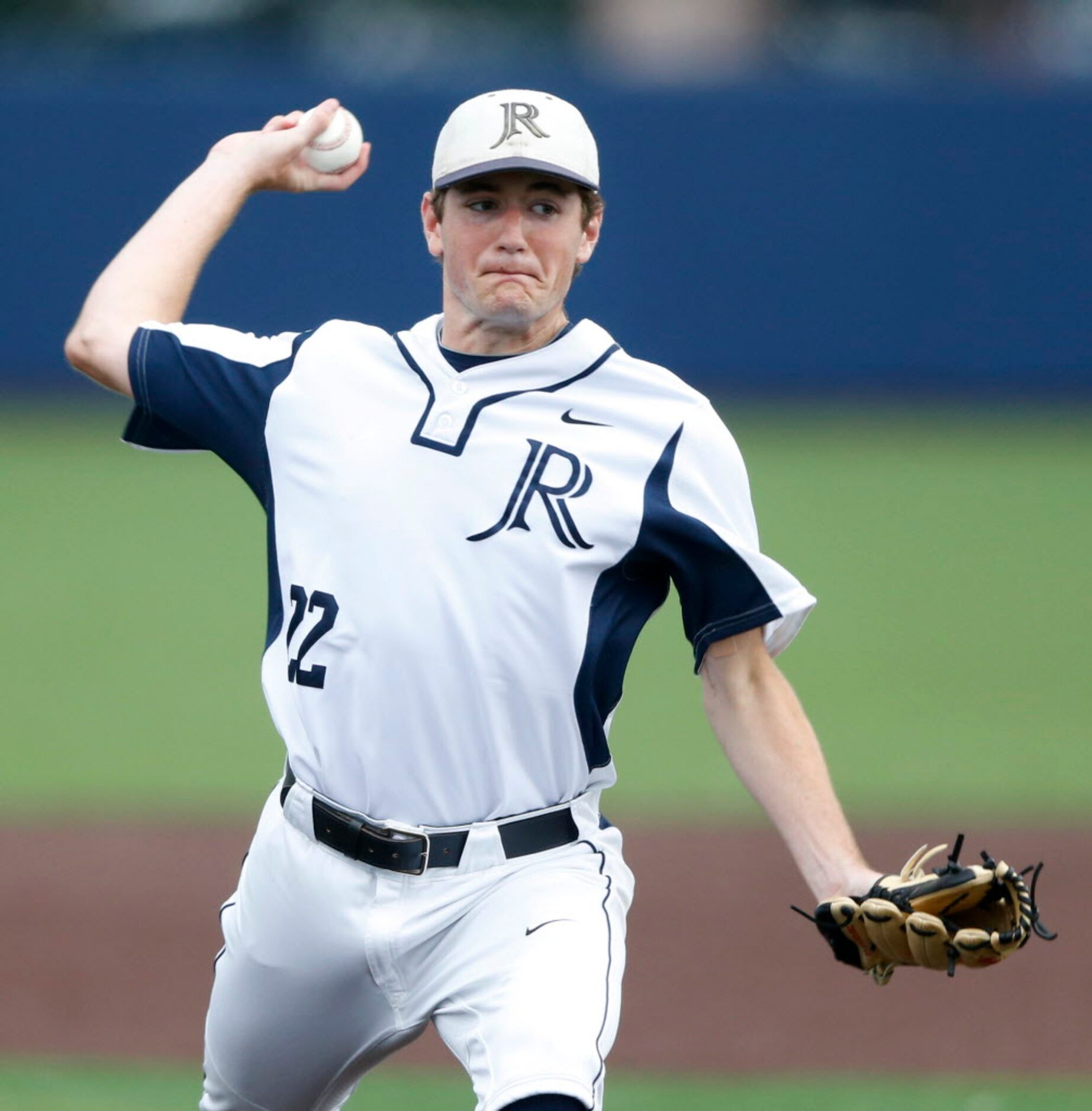 Jesuit's Harrison Folk (22) pitches in a game against Mesquite High School in the first...