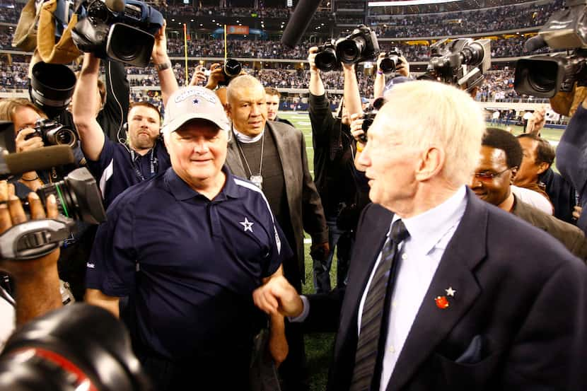 Gail David Dupree, center, watched over the post-game scene as Dallas Cowboys head coach...