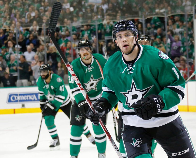 Dallas Stars left wing Curtis McKenzie (11) is pictured after a score during the Chicago...