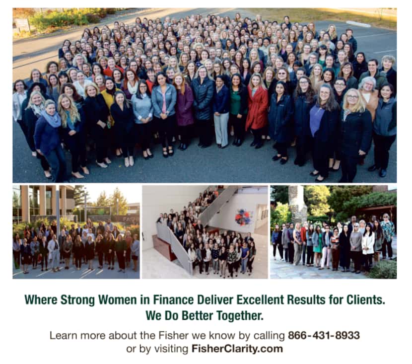 The Fisher Investments ad included these group photos of female employees in four offices,...