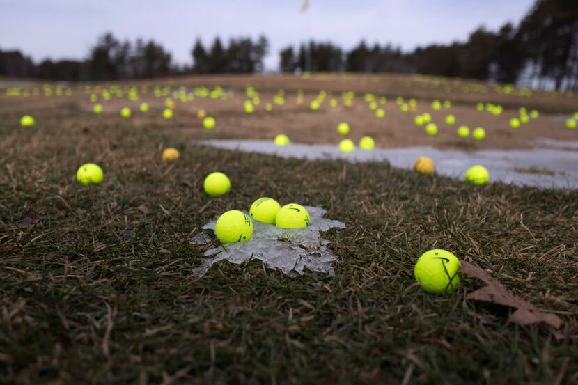 Golf balls on the driving range at Bunker Hills Thursday, Feb. 16, 2017 in Coon Rapids,...