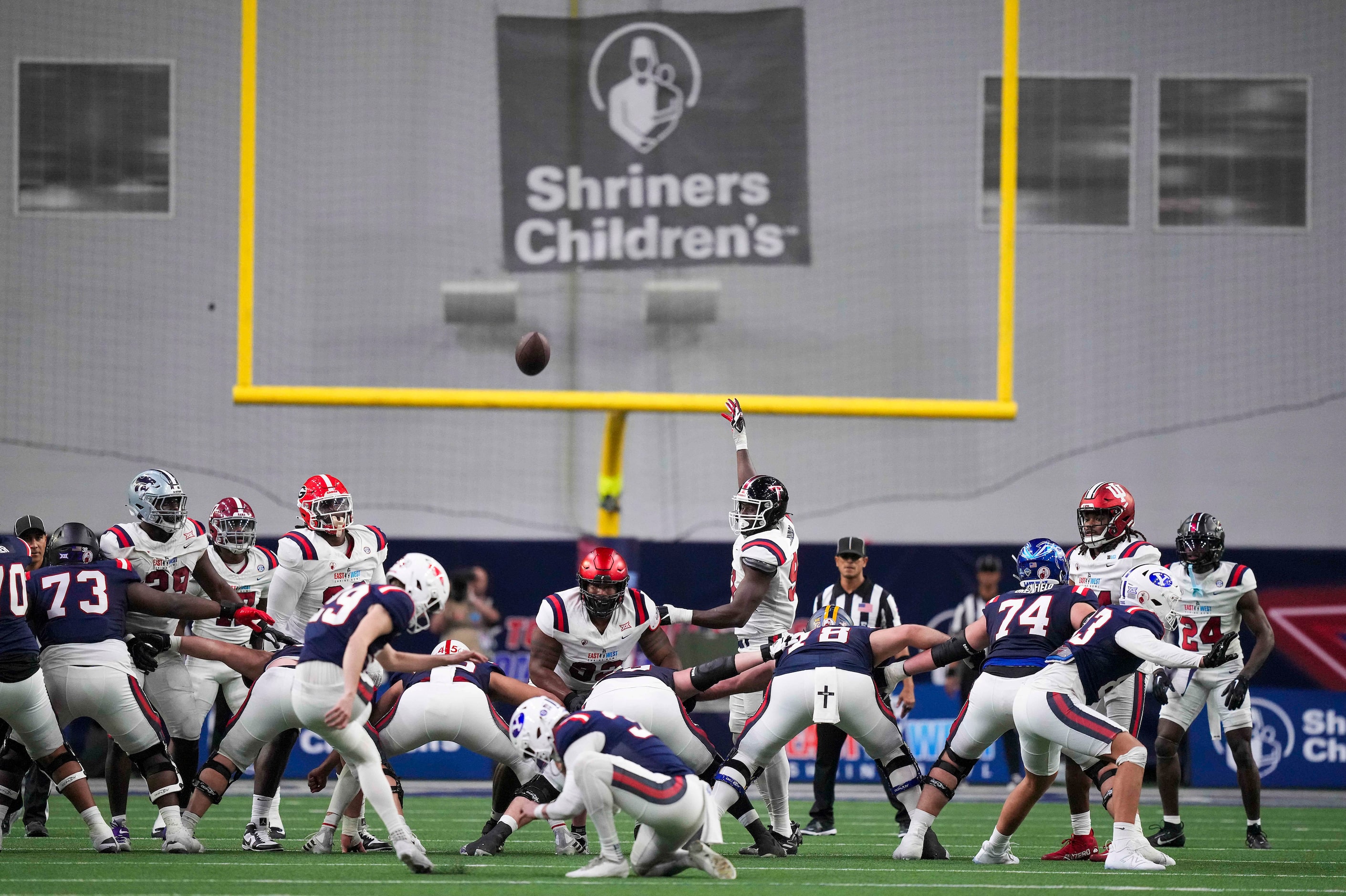 West kicker Cam Little of Arkansas  (29) connects on a field goal during the second half of...