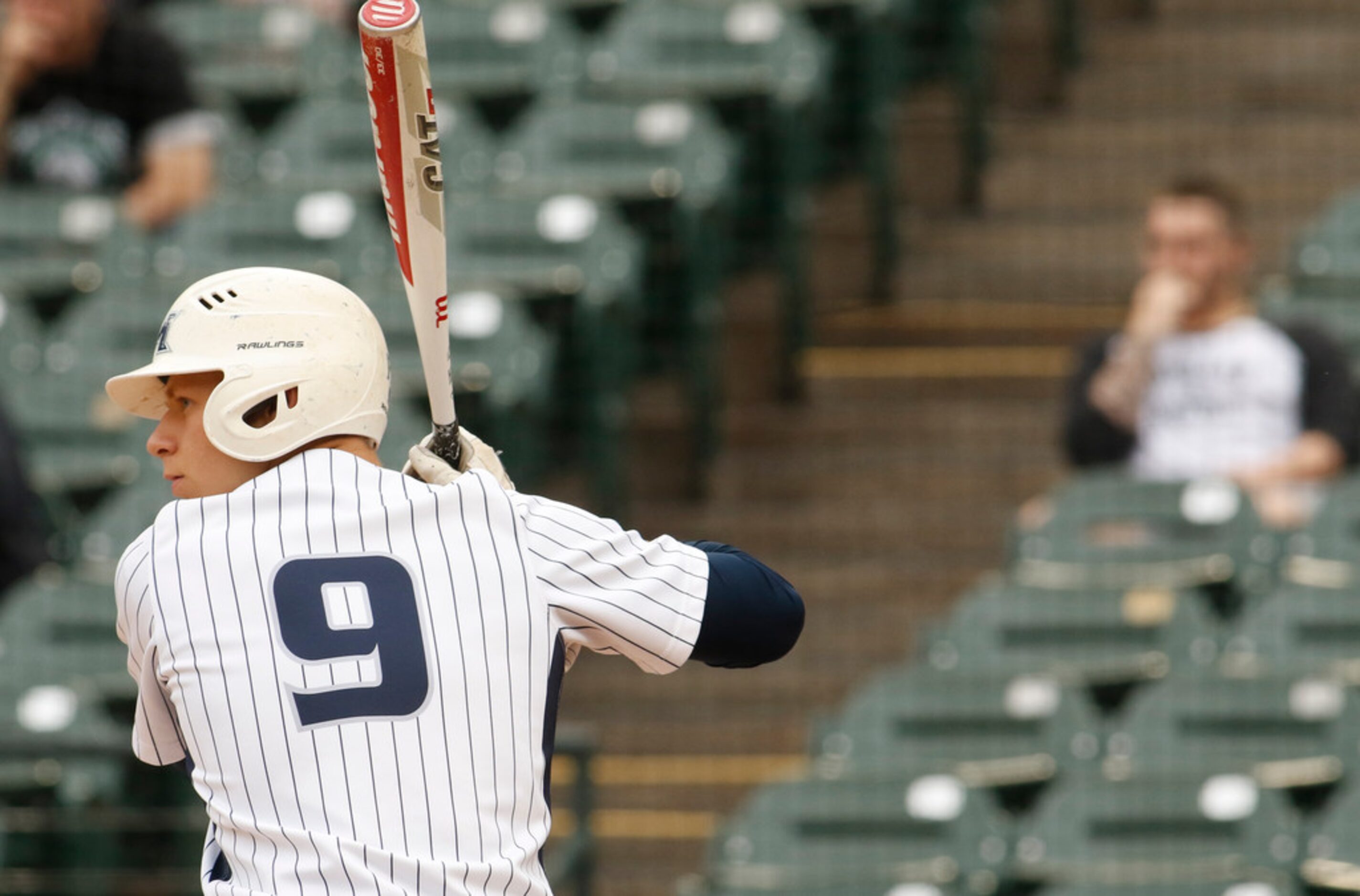 Flower Mound designated hitter Geoff Marlow (9) bats during the 6th inning of play against...