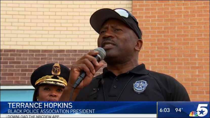 Terrance Hopkins, president of the Black Police Association, praised former Dallas police...