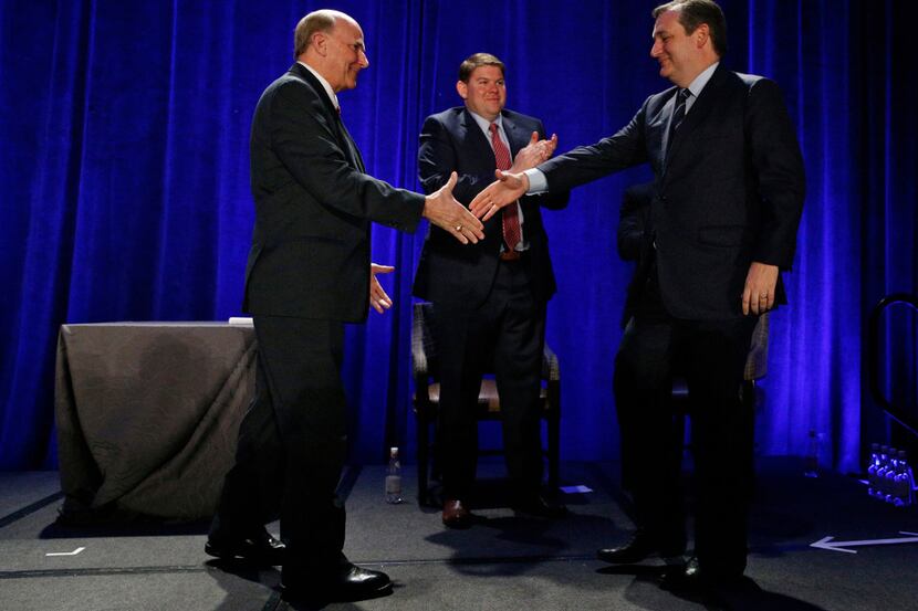 U.S. Rep. Louie Gohmert of Tyler (left) appeared with Sen. Ted Cruz at the Dallas County...