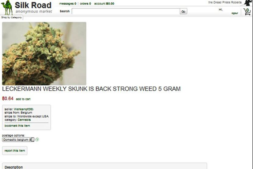 This frame grab from the Silk Road website shows a page for marijuana allegedly for sale...