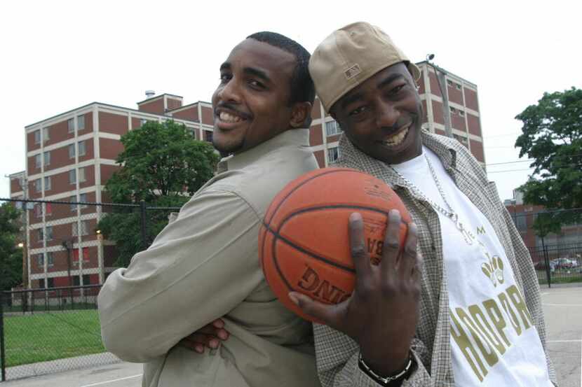 William Gates, left, and Arthur Agee together again in Cabrini Green in Chicago, ten years...