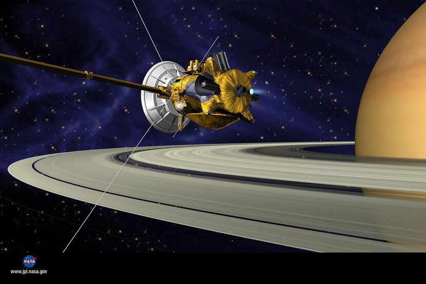 Una versión artística de la sonda Cassini de NASA en el planeta Saturno.(NASA)
