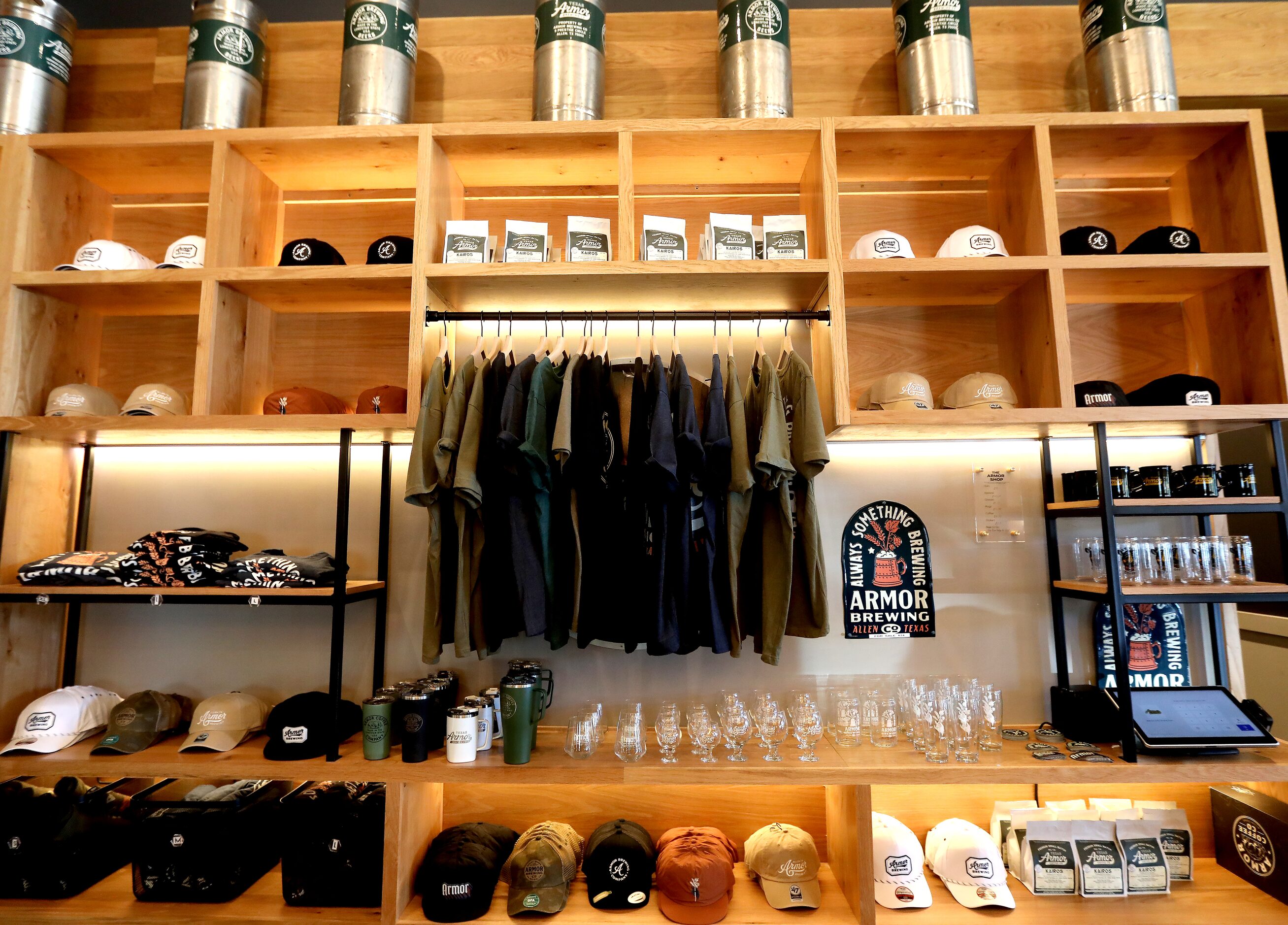 Armor merchandise for sale Armor Brewing Company in Allen, Texas, Thursday, October 19,...