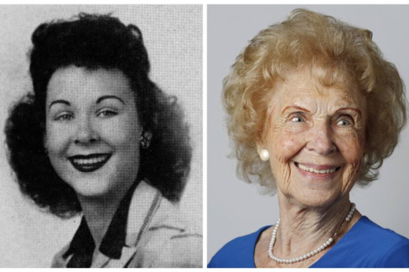 Doris Wyatt Simons in her 1943 senior class picture and today.