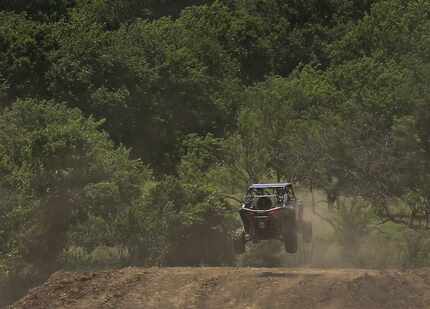 Catching a little air over a jump. 