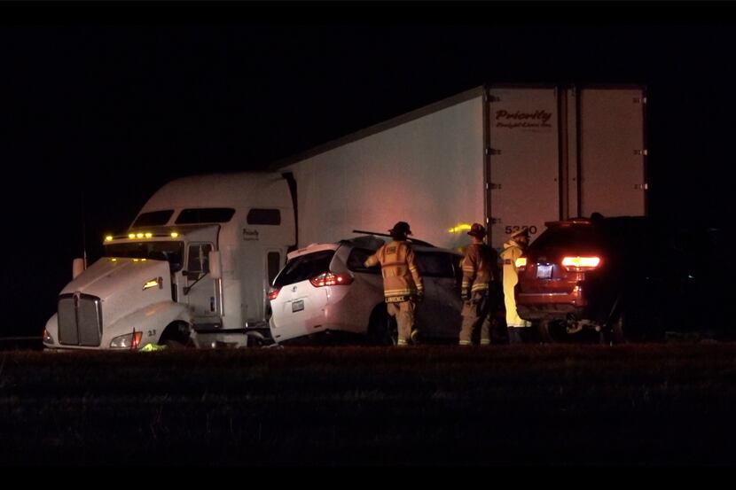 One person was killed and seven others were injured when a minivan slammed into a...