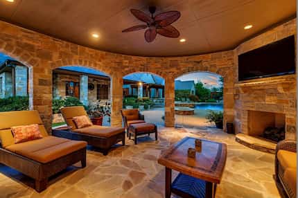 Here's the outdoor seating area at Selena Gomez's Fort Worth home, which is under contract...