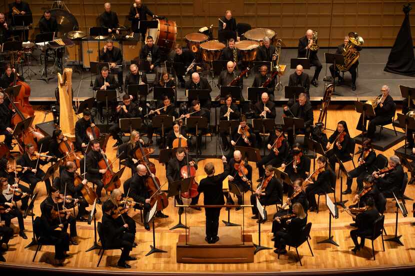 Guest conductor Dmitry Matvienko leads the Dallas Symphony Orchestra in a concert at the...