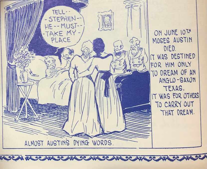 A sample of a cartoon from Texas History Movies. An 'Anglo-Saxon' Texas is a white Texas....