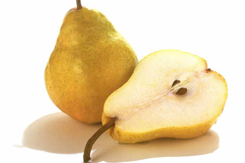 When Bartlett pears turn yellow and yield to slightly to pressure, they're ripe.