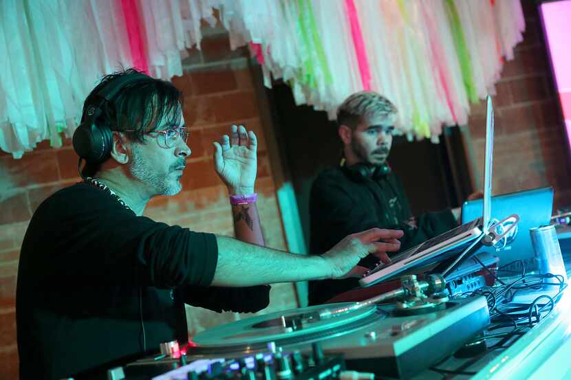 Deejays provide music at the Edge of Texas festival, presented by Texas Monthly, on Friday,...