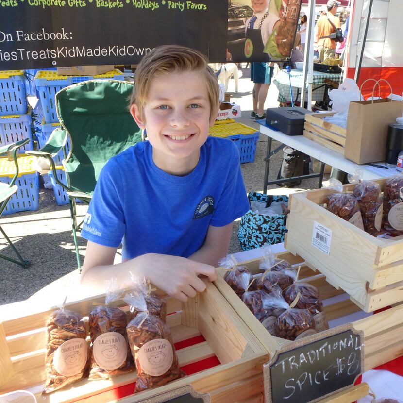 Charlie Kobdish was on hand at the Lakewood Village Farmers Market kick-off with kid-made...