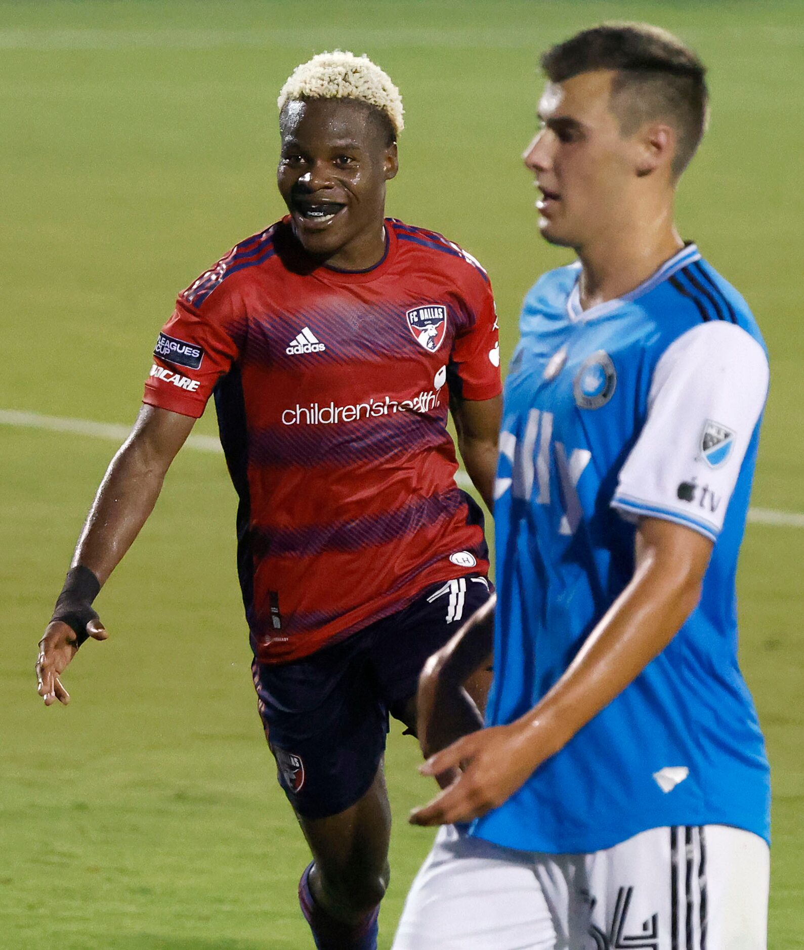 during the first half of a Leagues Cup Group Stage game at Toyota Stadium in Frisco, Texas,...