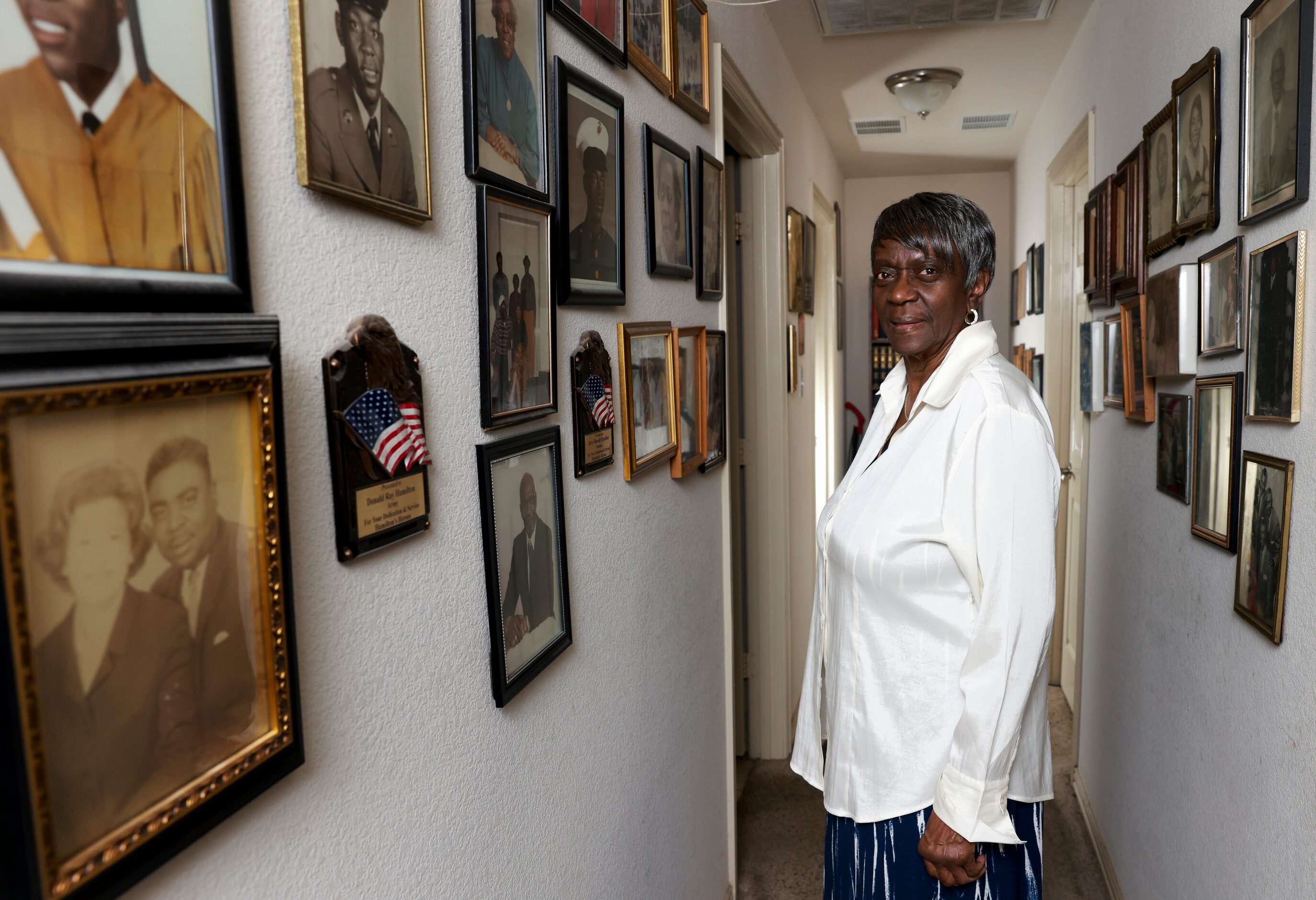 Gloria Johnson poses inside her home, Thursday, Dec. 9, 2022 in Dallas. Johnson constantly...