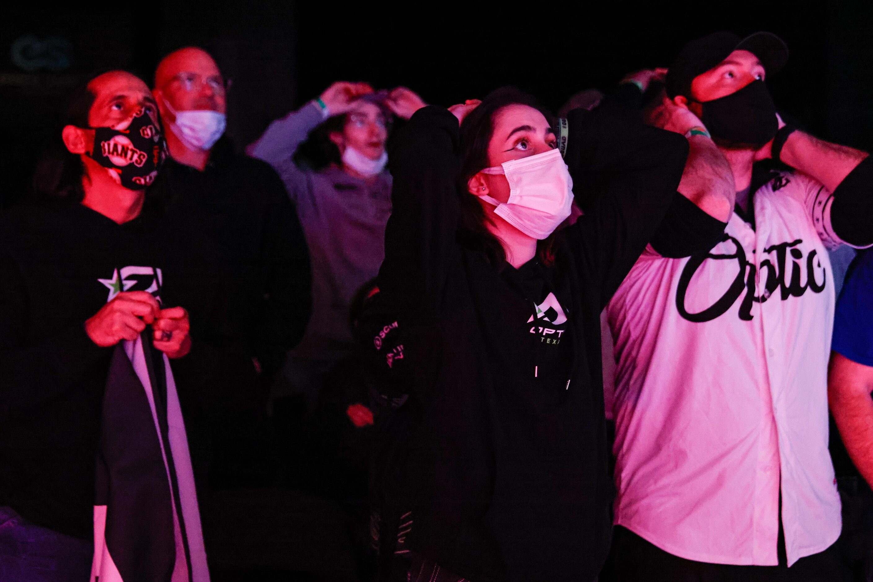 OpTic Texas fans reacts as the team fall before Los Angeles Thieves during a Call of Duty...