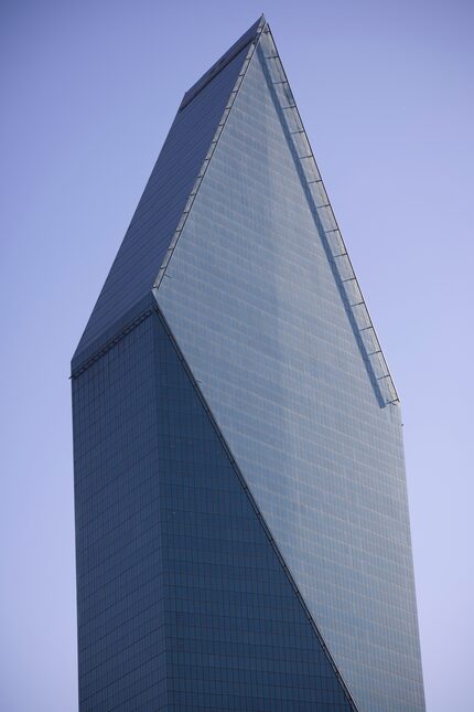 The shape-shifting pointed top of Fountain Place. 