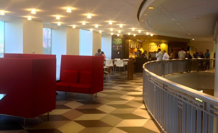  The mezzanine seating area and coffee shop at Chase Tower. (Steve Brown)