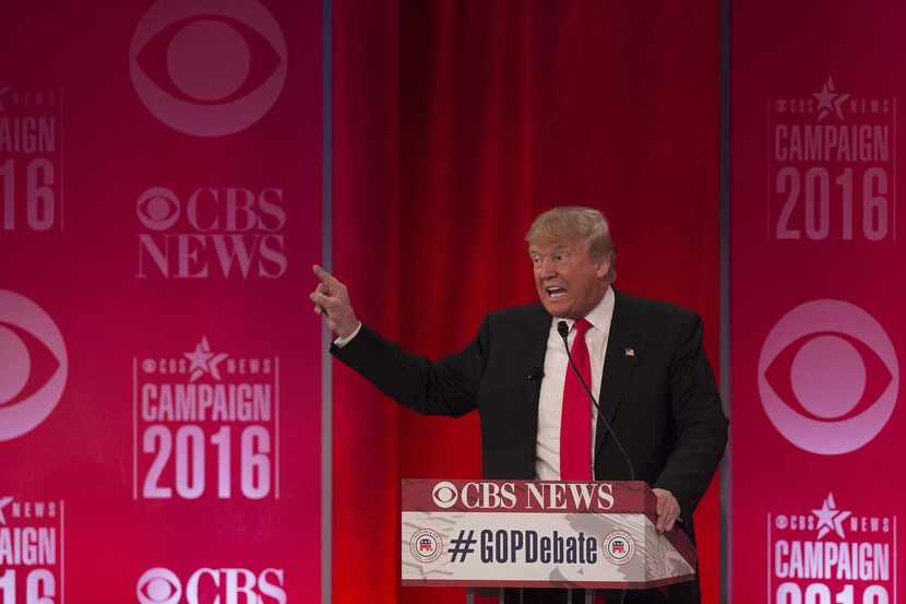 
Republican presidential candidate Donald Trump speaks during the CBS News Republican...