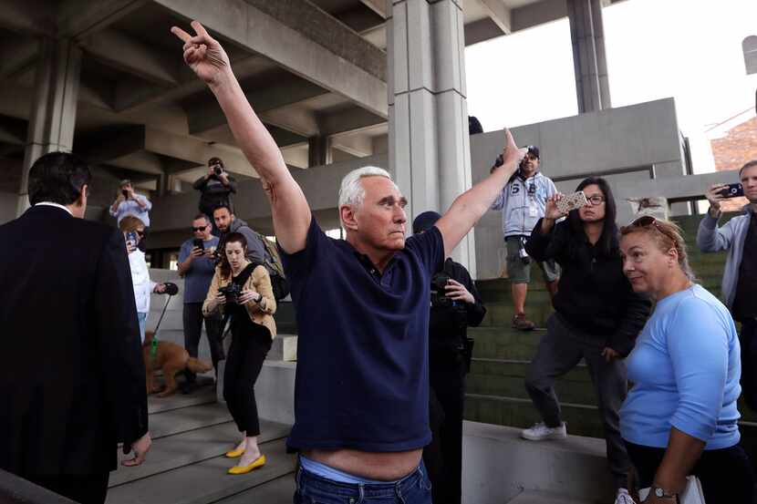 Former campaign adviser for President Donald Trump, Roger Stone leaves the federal...