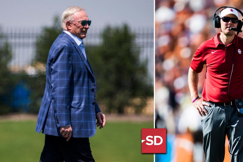 L to R: Cowboys owner Jerry Jones and Oklahoma Sooners head coach Lincoln Riley (Ashley...