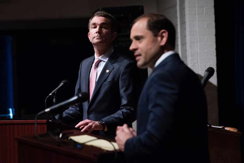 Lt. Gov. Ralph Northam (left) and Tom Perriello, Democratic candidates for governor of...