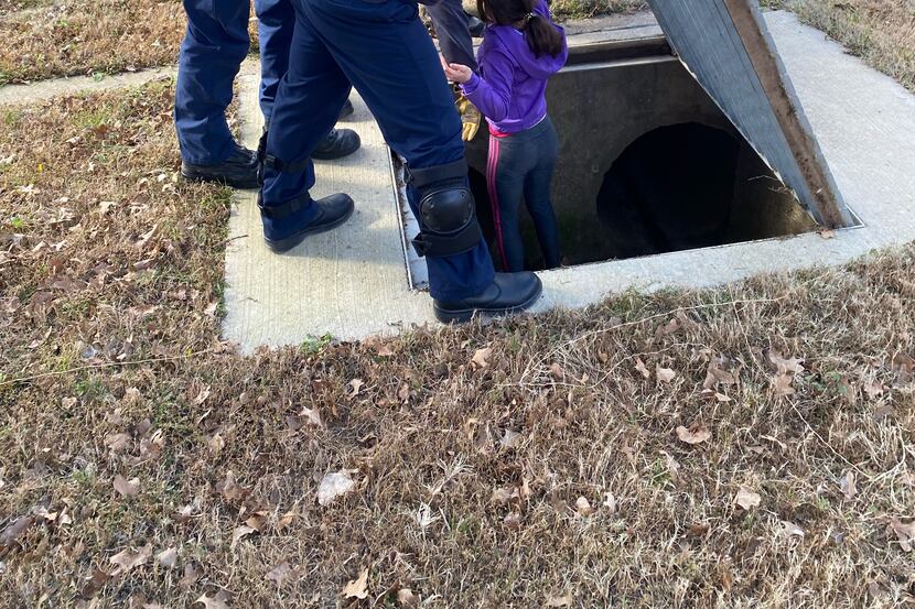 Southlake DPS rescued a girl from a drainage pipe after she had a close encounter with two...
