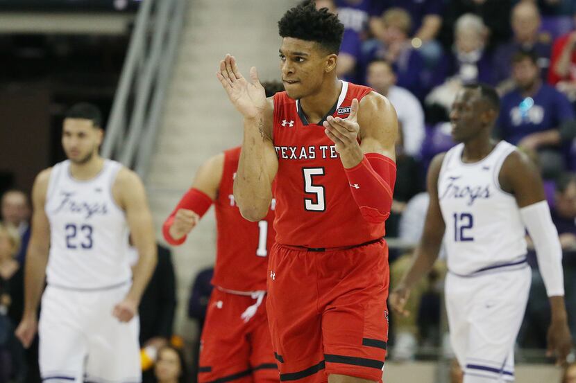 Texas Tech Red Raiders guard Justin Gray (5) reacts after a play in the second half of an...
