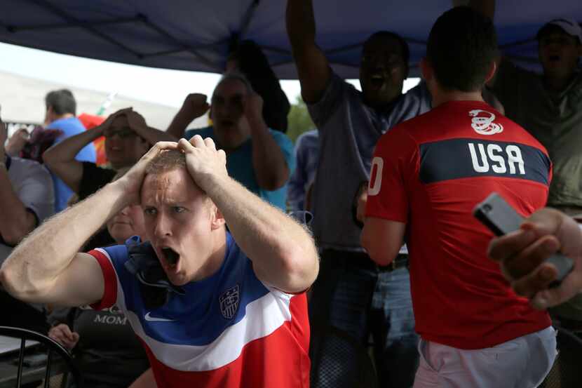 Connor Burke reacts during a watch party of the U.S. team's World Cup match against Portugal...