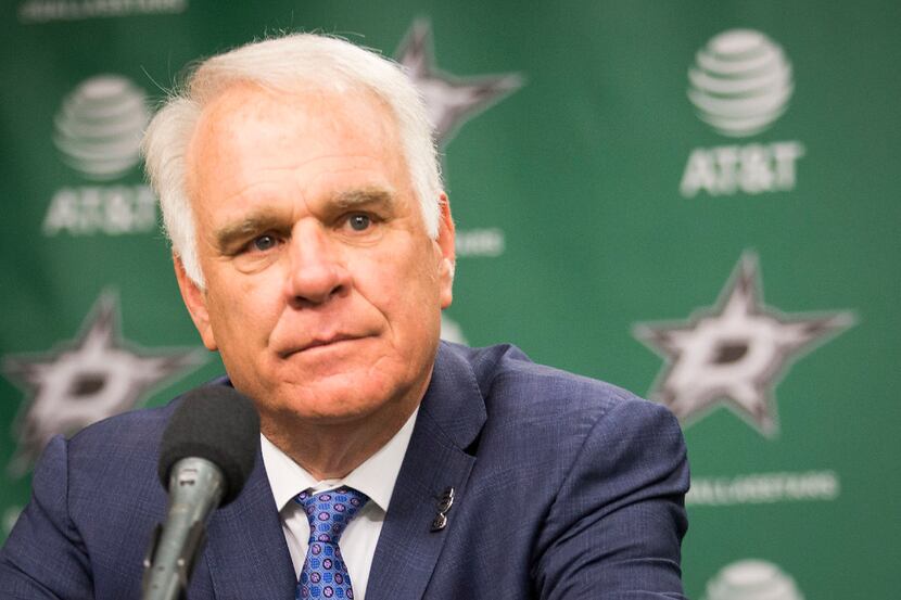 FILE - The Stars' Jim Lites is pictured above during a press conference at American Airlines...
