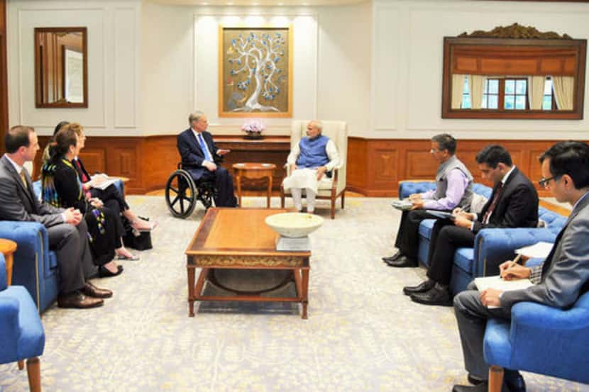 Gov. Greg Abbott became the first U.S. governor to meet with Indian Prime Minister Nahendra...
