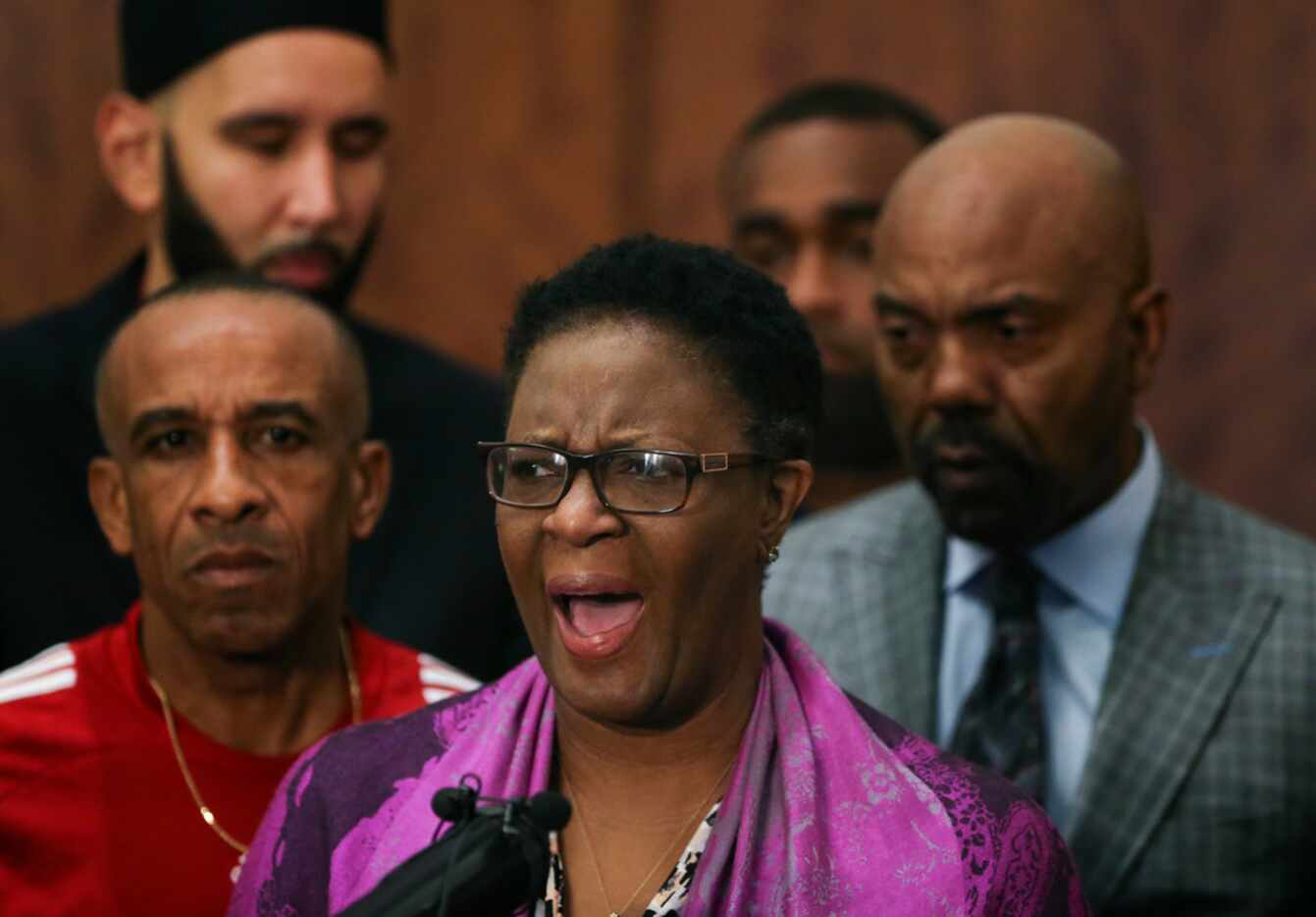 Allison Jean, mother of Botham Jean, speaks during a news conference Friday.