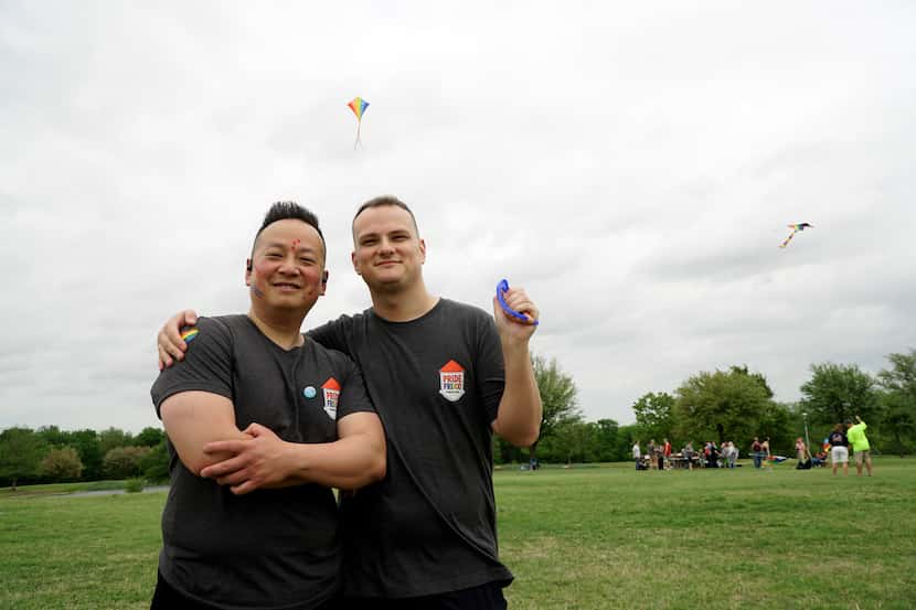 Jon (left) and Justin Culpepper, founders of Pride Frisco, at the nonprofit's “Rainbows Over...