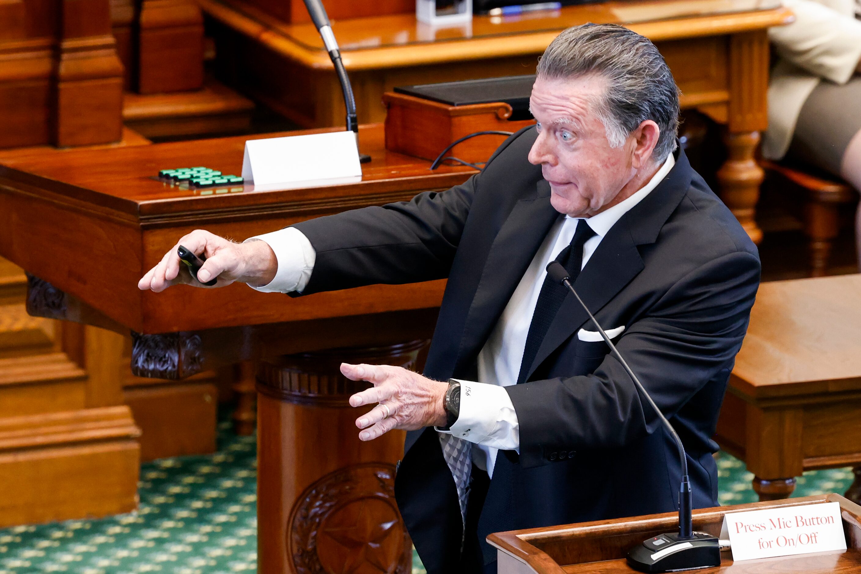 Dan Cogdell, attorney for Texas Attorney General Ken Paxton, delivers opening remarks during...