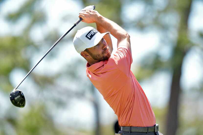 Chandler Phillips hits his tee shot on the sixth hole during the third round of the Valspar...