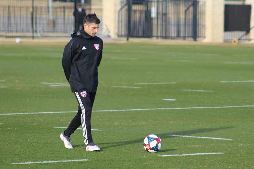 January 21, 2019 (Frisco, TX): Luchi Gonzalez paces the field during FC Dallas' opening...