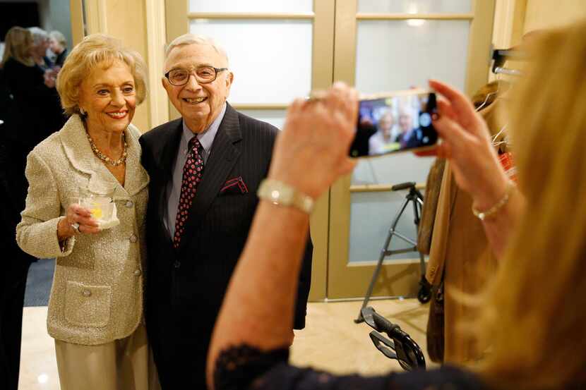 Frances and Red Coleman pose for a portrait during a celebration of their 75th anniversary...