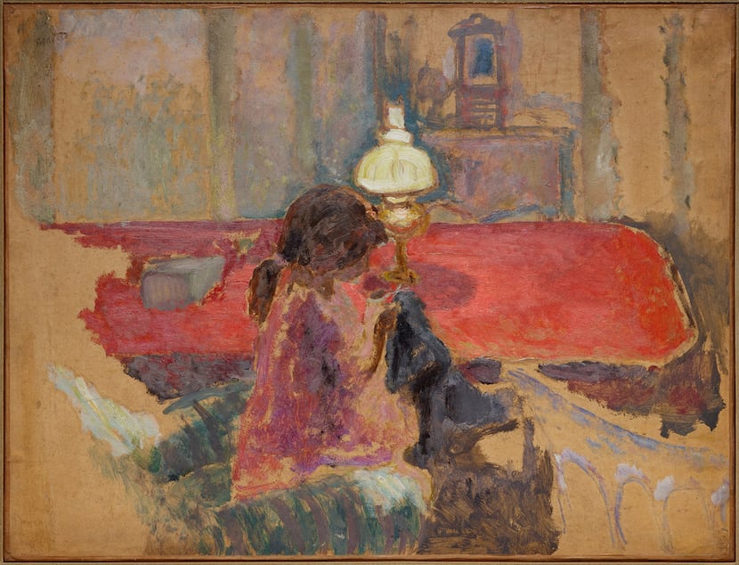 Pierre Bonnard, Woman with a Lamp, 1909, oil on paper, mounted on board, Dallas Museum of...