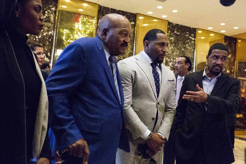 Omarosa Manigault and former professional football players Jim Brown, Ray Lewis, and Pastor...