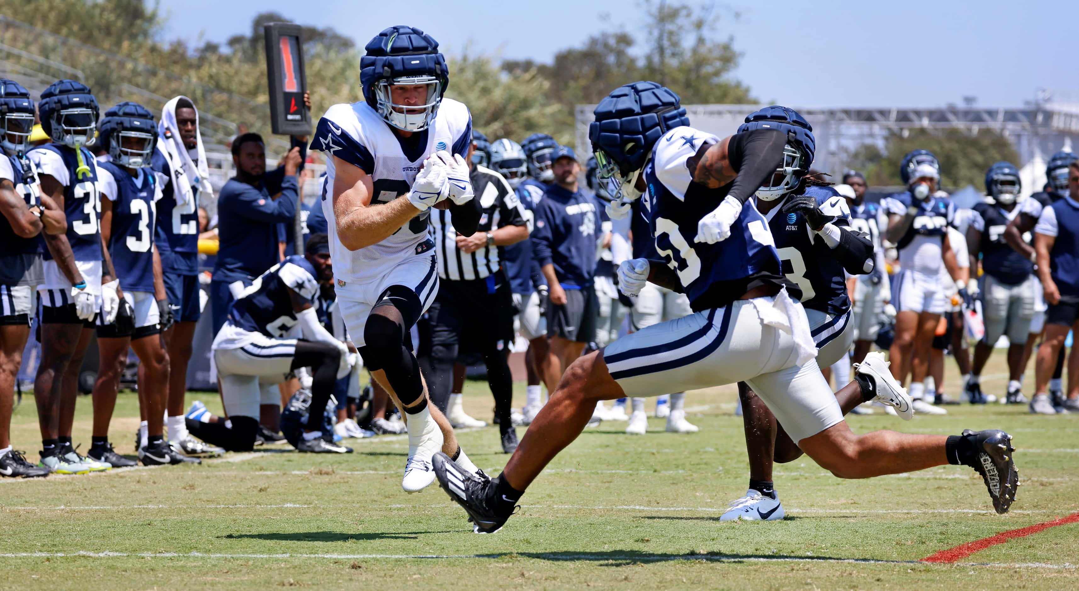 Dallas Cowboys wide receiver David Durden (85) pulls in a pass and races for a touchdown...