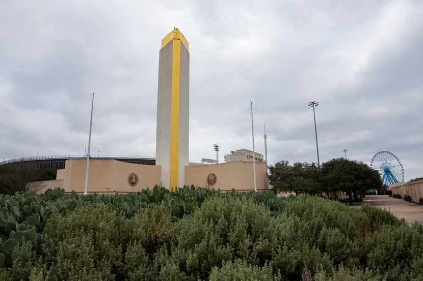 The Tower Building (left) at Fair Park in Dallas photographed on Thursday, Jan. 7, 2021.