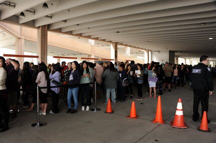 Fans wait in a three-hour or longer line. Three hours!